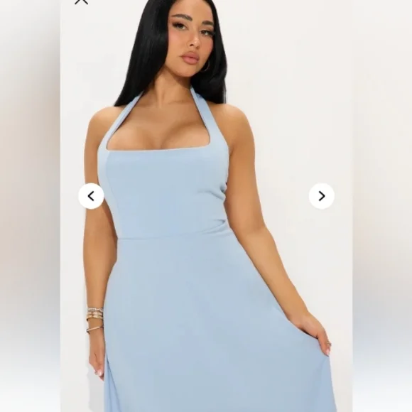 Fashion Nova Light Blue Halter Midi Dress - Picture 2 of 3